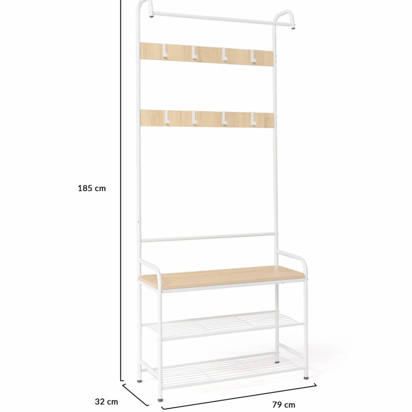 IDMarket Vestiaire d'entrée industriel bois et métal blanc* Vestiaires Et Meubles D'Entrée