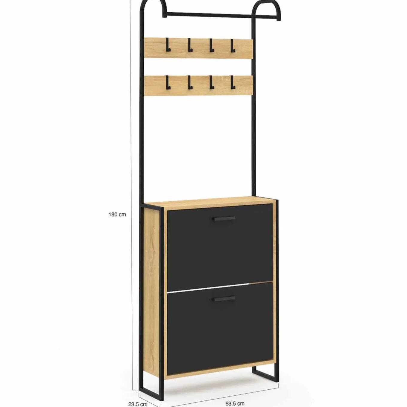 IDMarket Vestiaire d'entrée meuble chaussures 2 portes bois et noir* Vestiaires Et Meubles D'Entrée