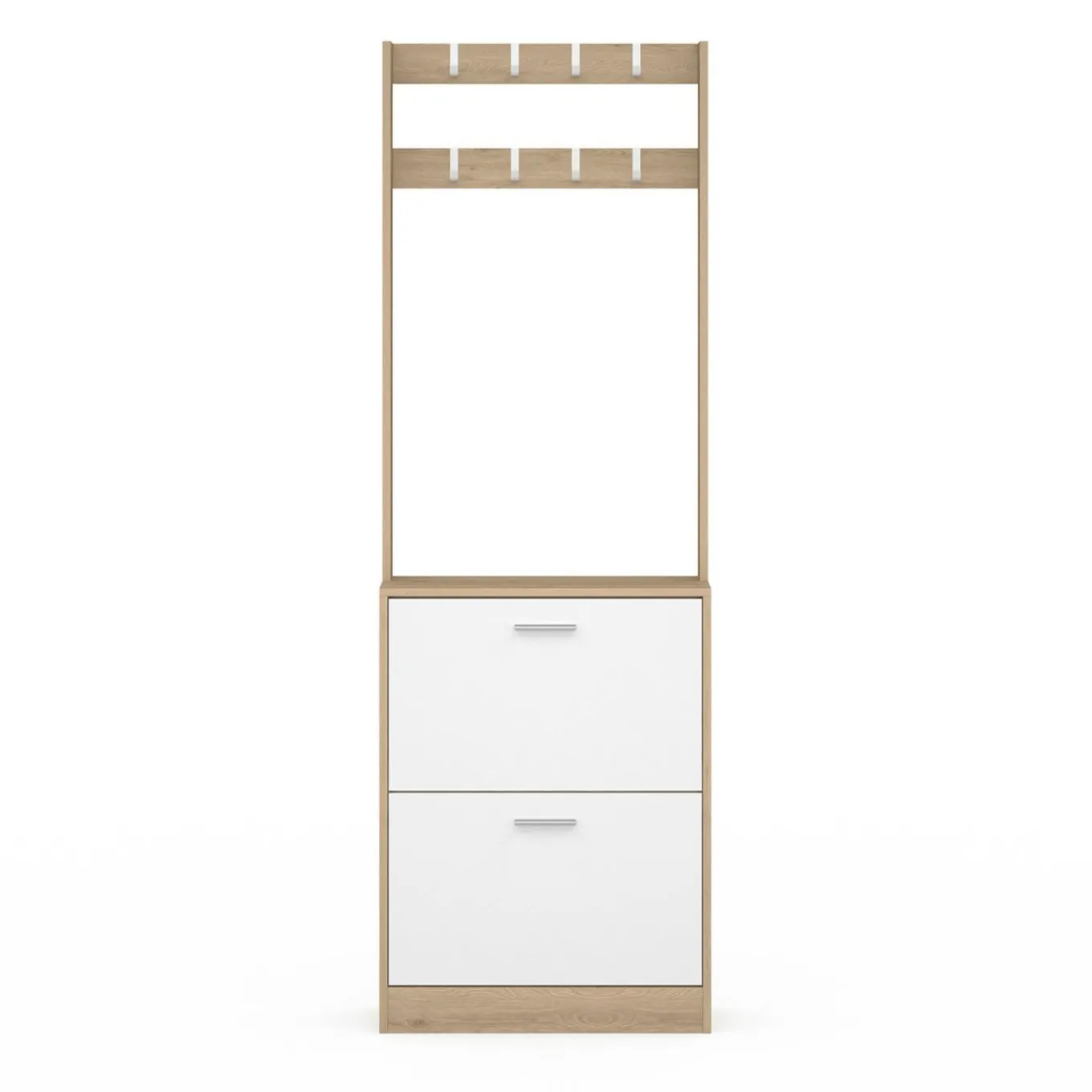 IDMarket Vestiaire d'entrée meuble chaussures 2 portes effet bois et blanc* Meubles À Chaussures|Vestiaires Et Meubles D'Entrée